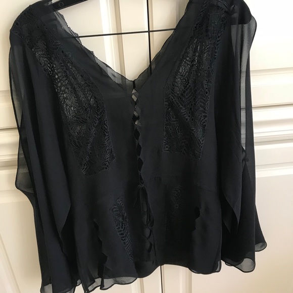 BCBG black lace top long sleeve - Picture 1 of 8